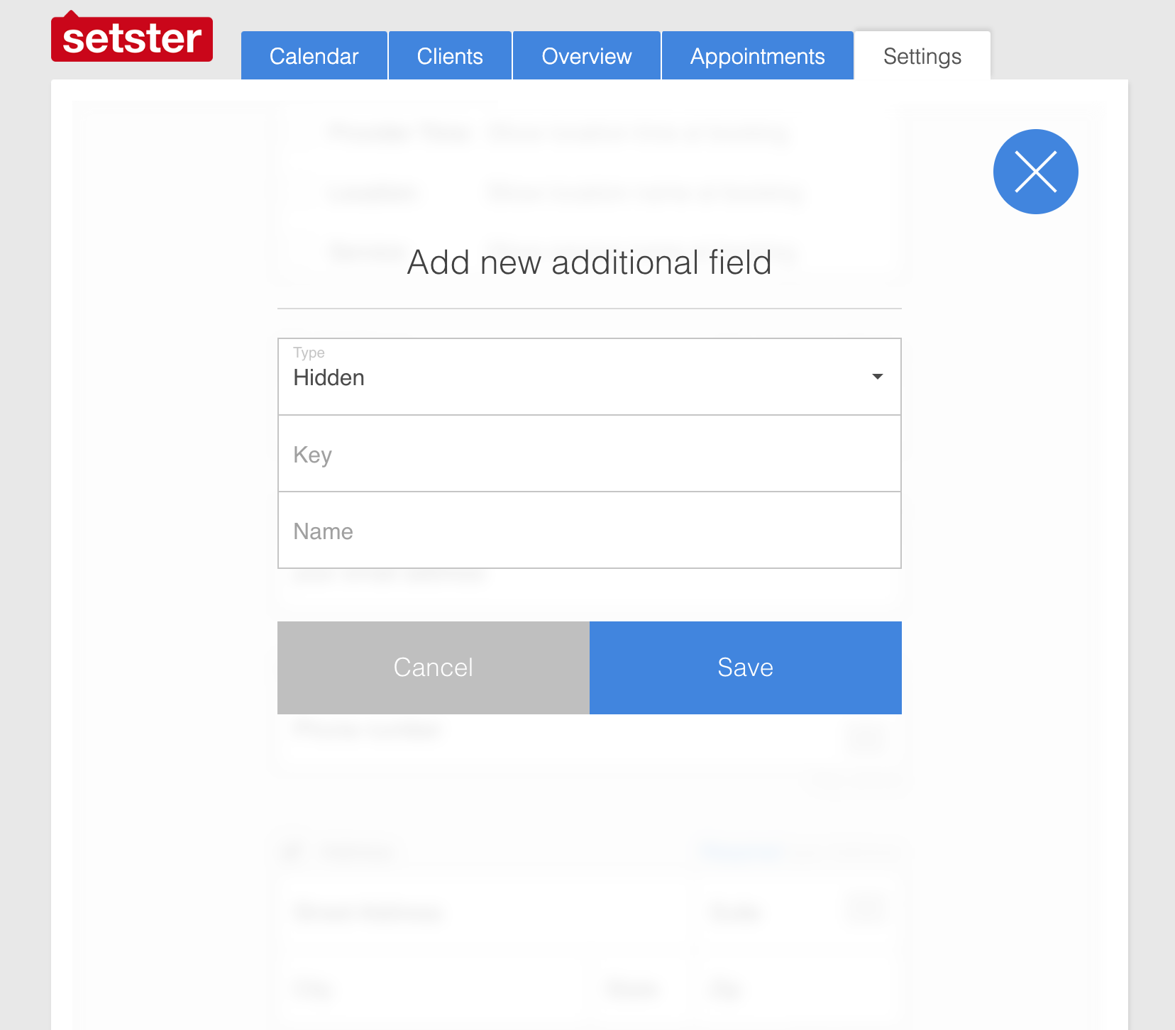 Dashboard Hidden Field Options