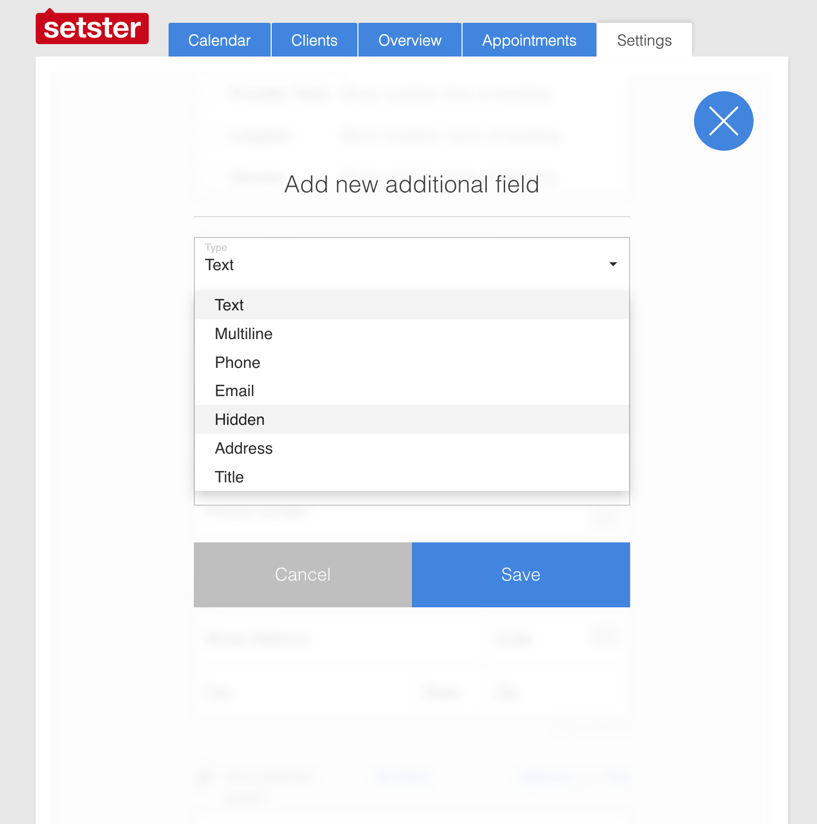 Dashboard Hidden Field